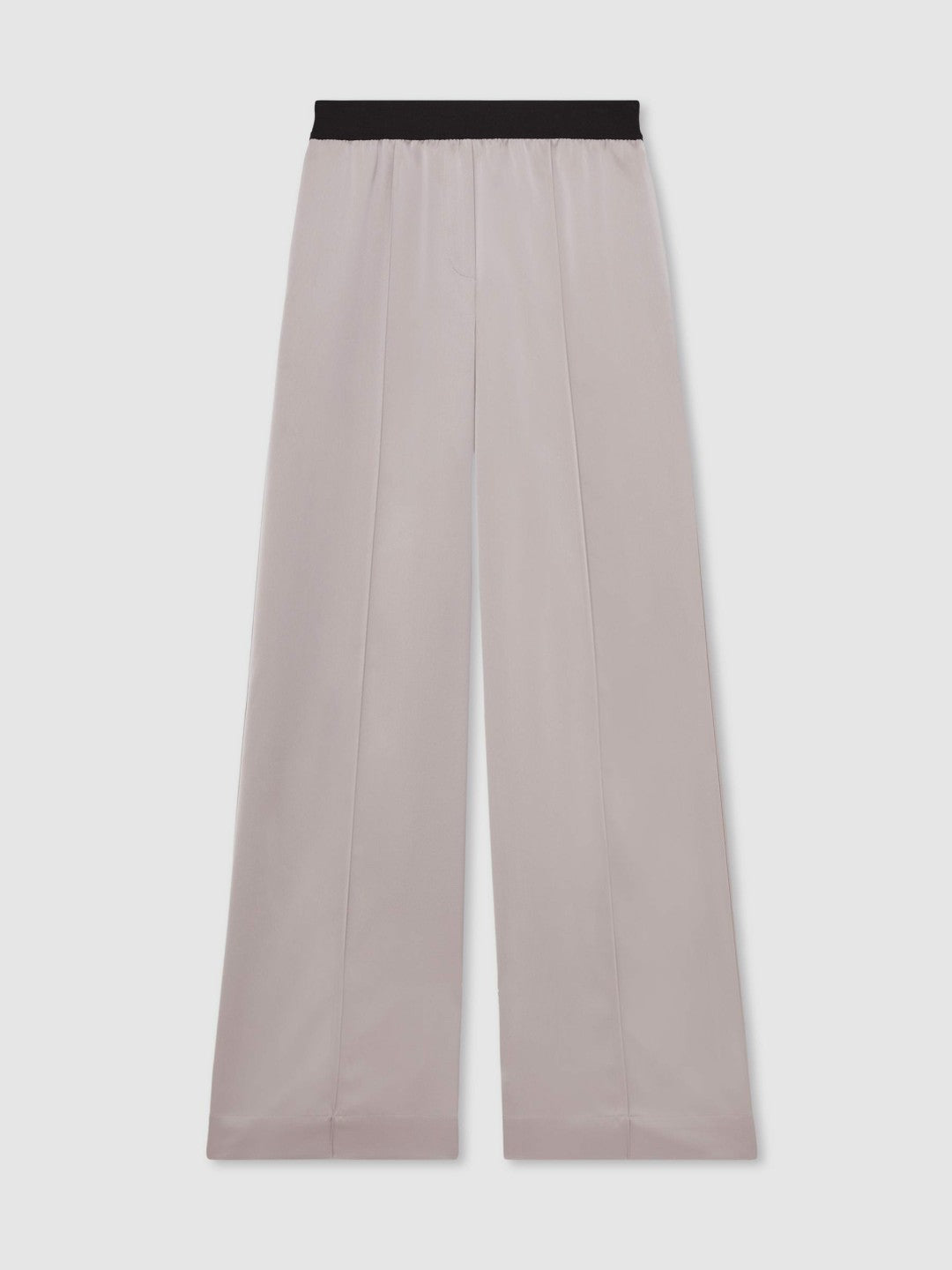 Petite Satin Wide Leg Elastic Waist Trousers Grey | Women