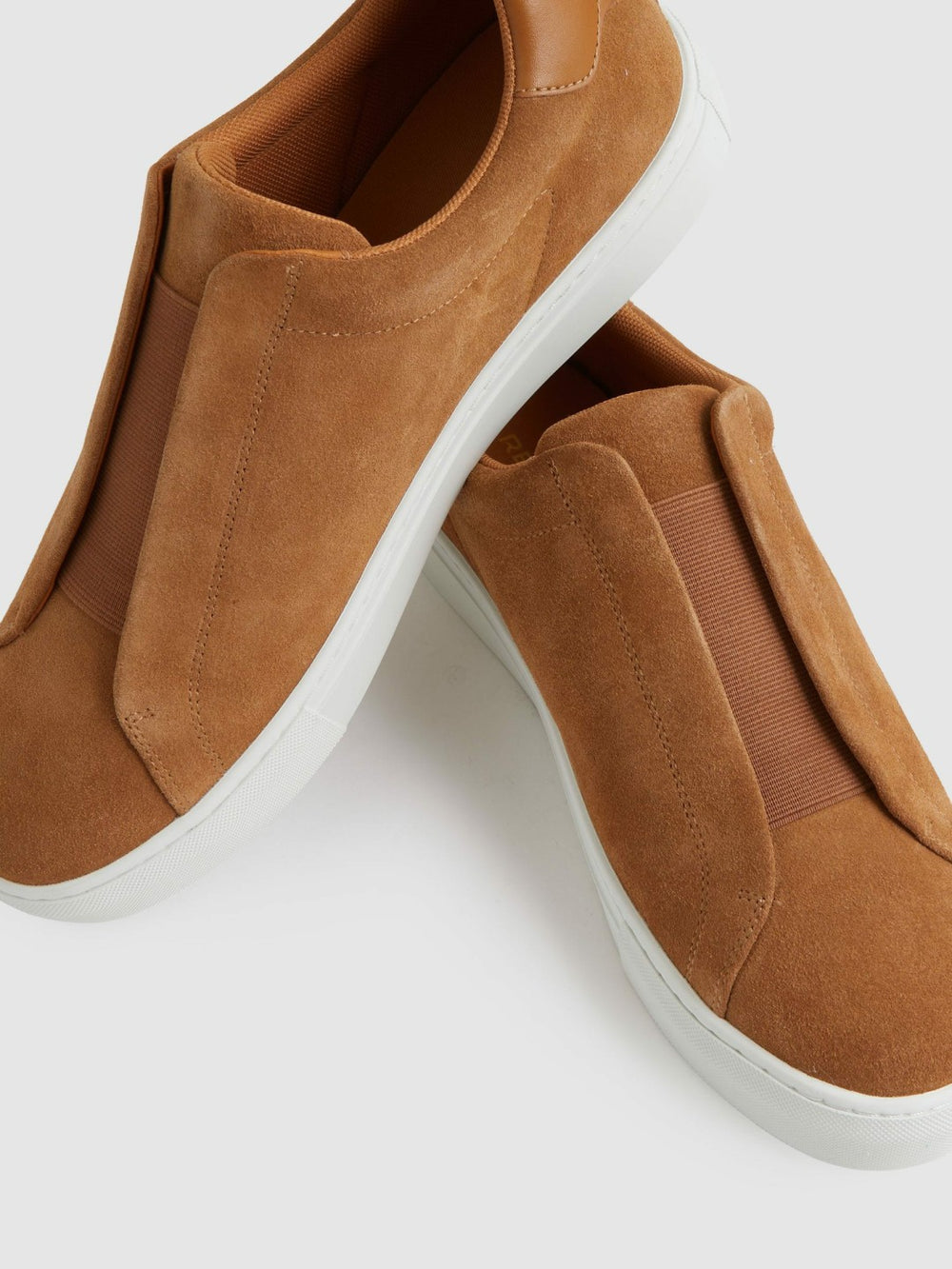 Suede Slip-On Elasticated Trainers Tan Brown | Men