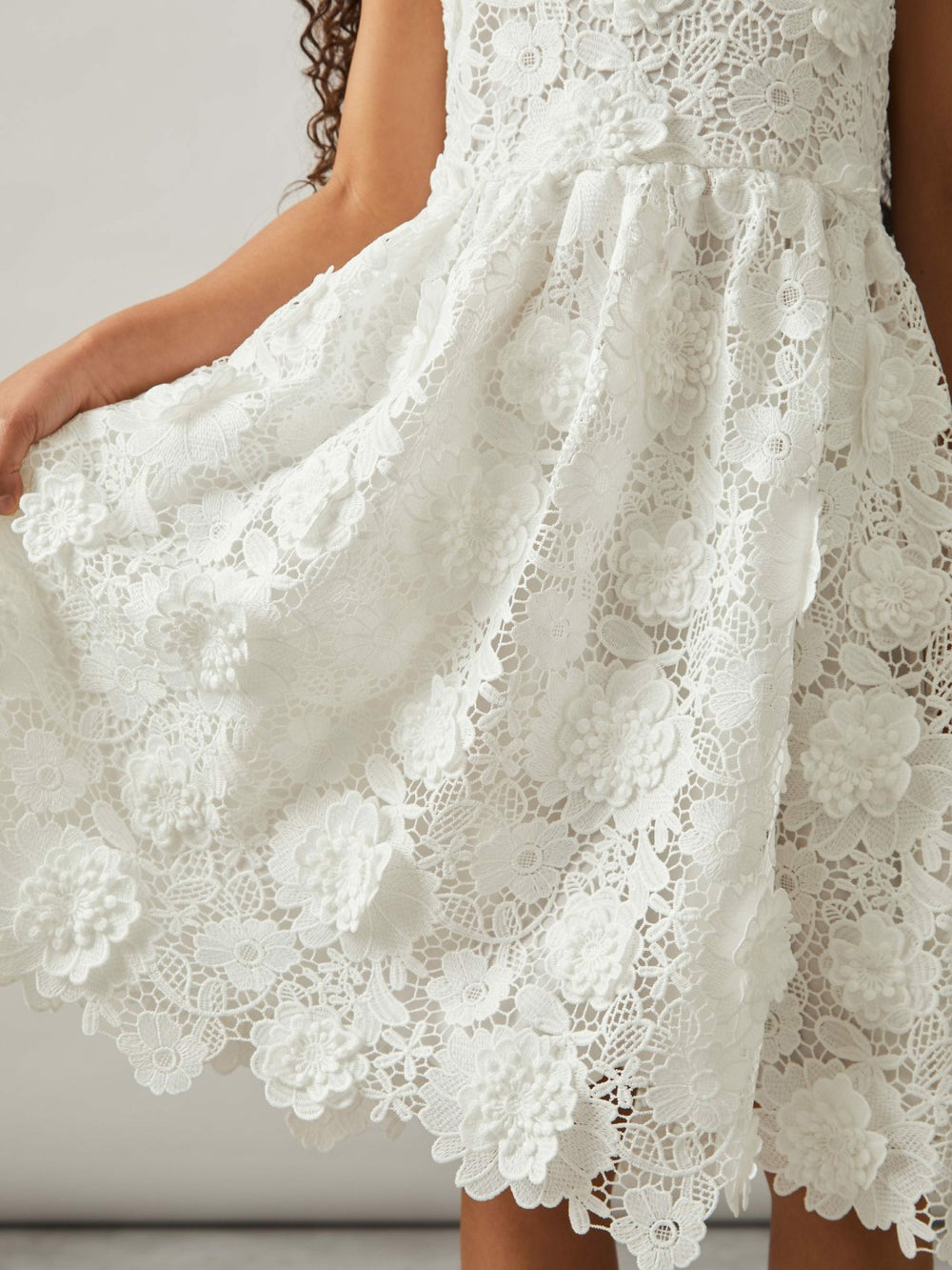 4-9 yrs Guipure-Lace Midi Dress Ivory | Children & Baby