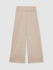 Lyocell-Linen Wide-Leg Trousers Neutral | Women