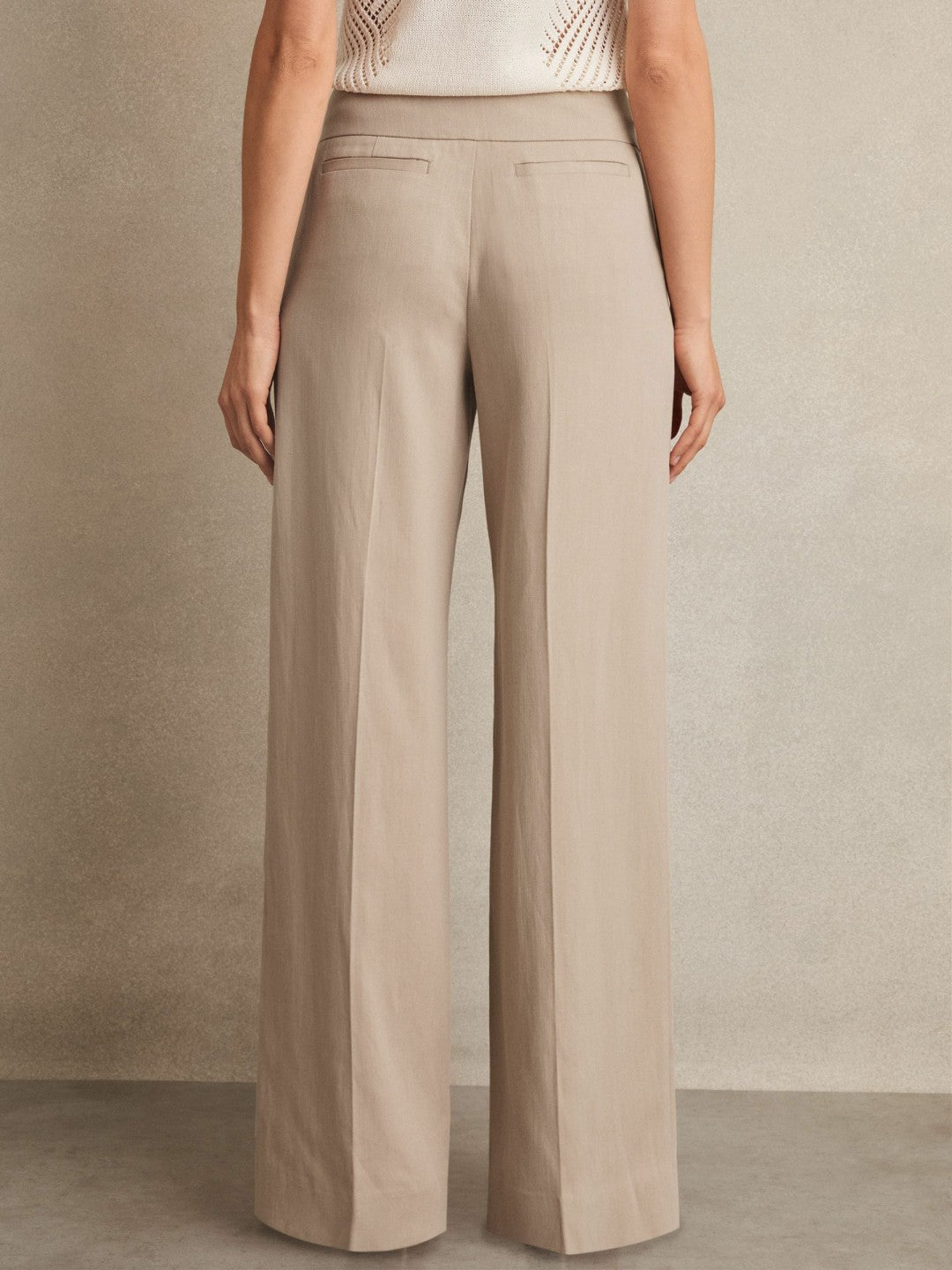 Lyocell-Linen Wide-Leg Trousers Neutral | Women