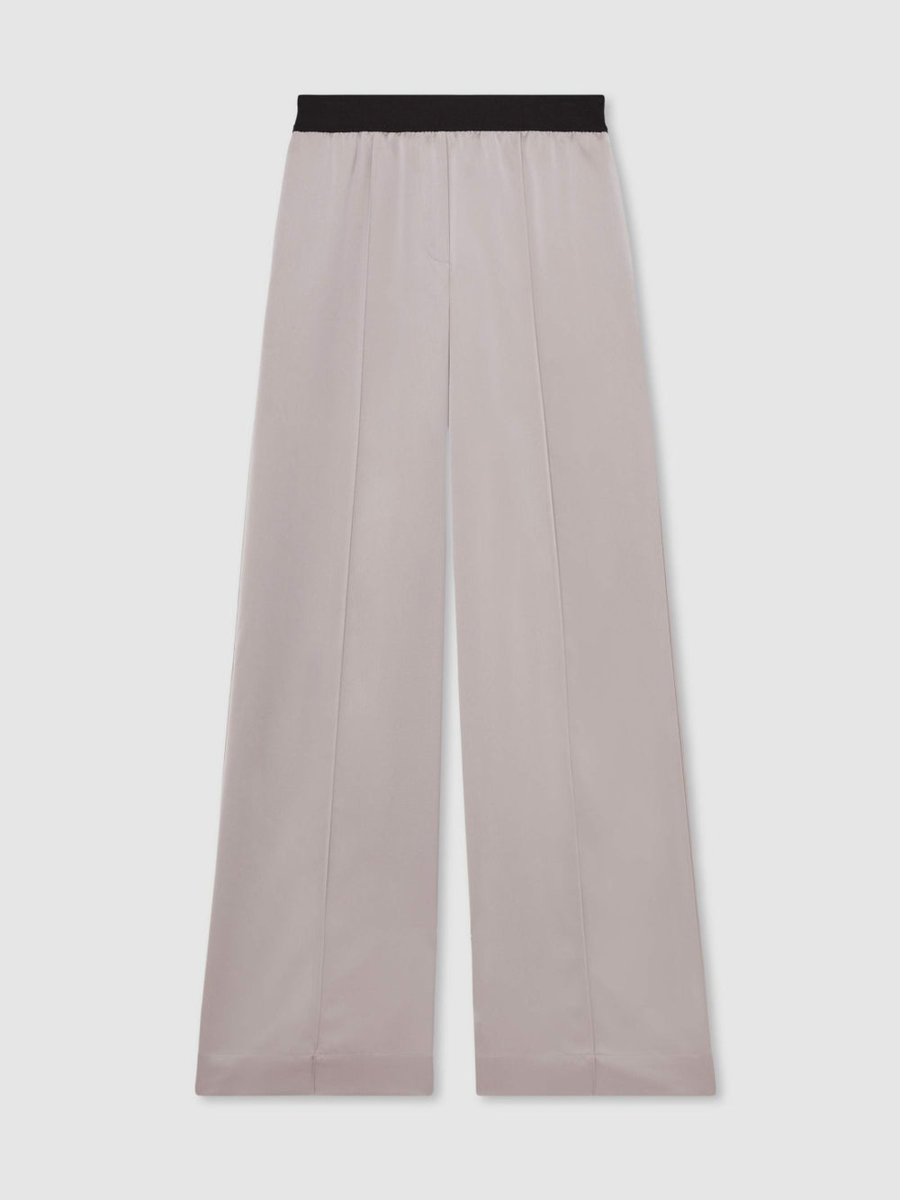 Satin Wide Leg Elastic Waist Trousers Grey | Women