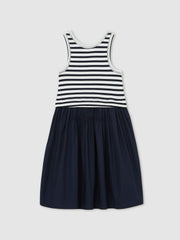 13-14 yrs Cotton Layered Sleeveless Midi Dress Navy | Children & Baby