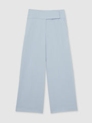Lyocell-Linen Wide-Leg Trousers Blue | Women