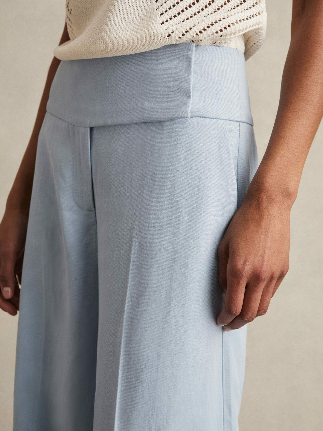 Lyocell-Linen Wide-Leg Trousers Blue | Women