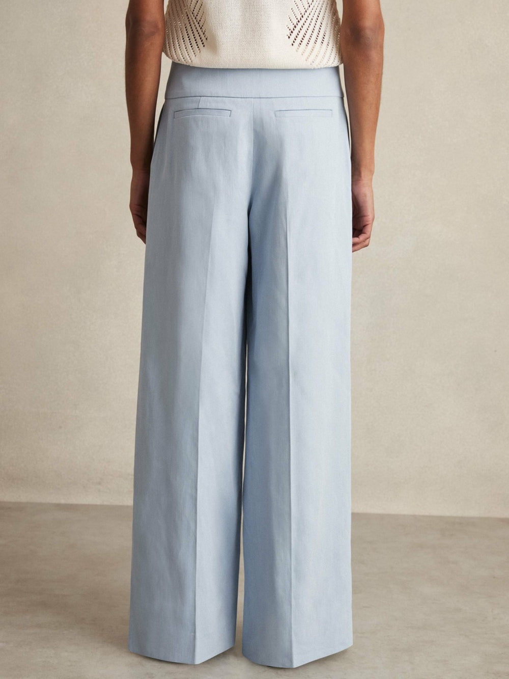 Lyocell-Linen Wide-Leg Trousers Blue | Women