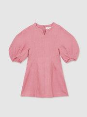 4-9 yrs Linen Balloon-Sleeve Dress Pink | Children & Baby