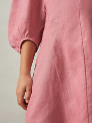 4-9 yrs Linen Balloon-Sleeve Dress Pink | Children & Baby