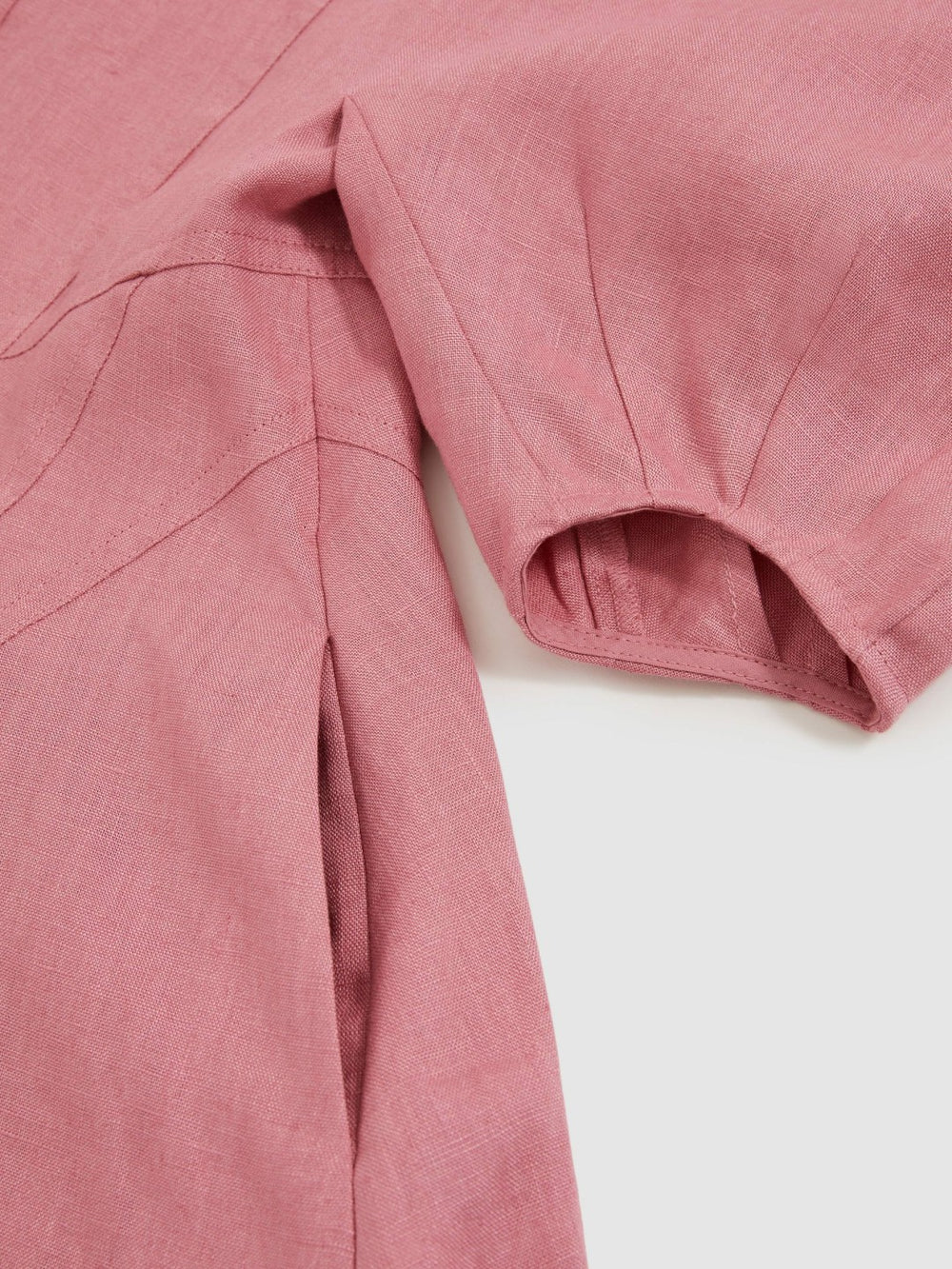 4-9 yrs Linen Balloon-Sleeve Dress Pink | Children & Baby