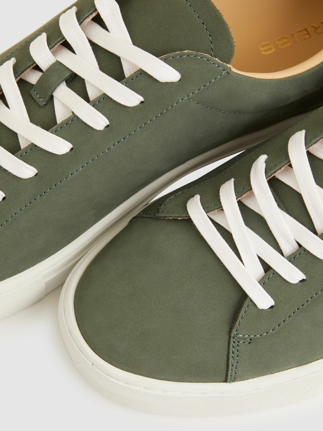 Nubuck Leather Low-Top Trainers Thyme Green | Men