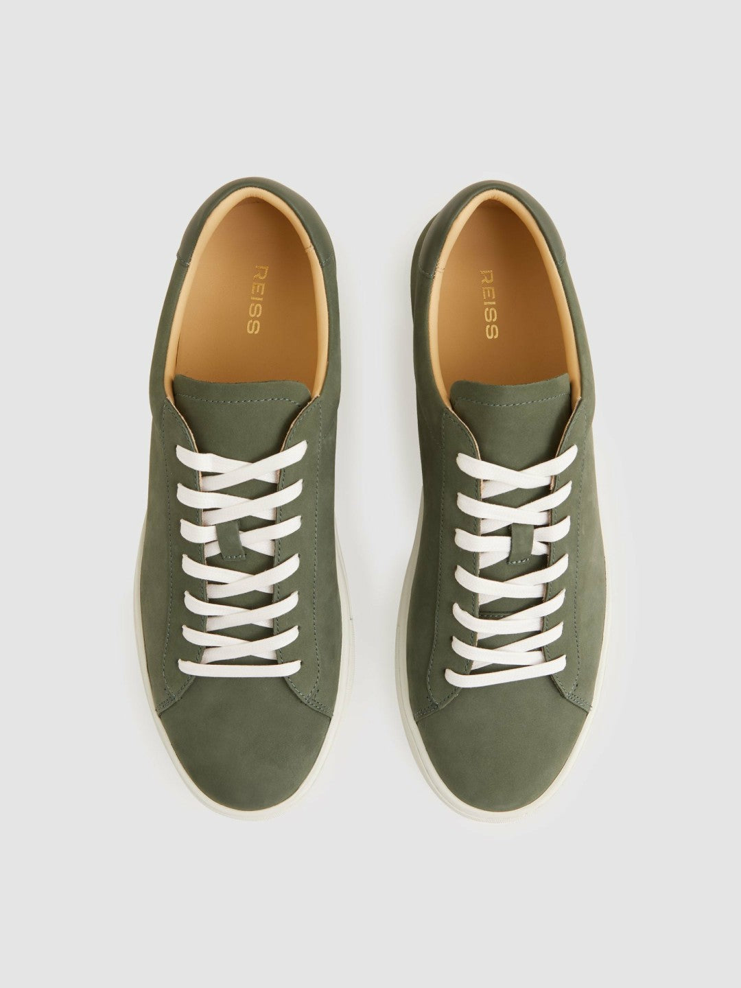 Nubuck Leather Low-Top Trainers Thyme Green | Men
