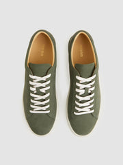 Nubuck Leather Low-Top Trainers Thyme Green | Men