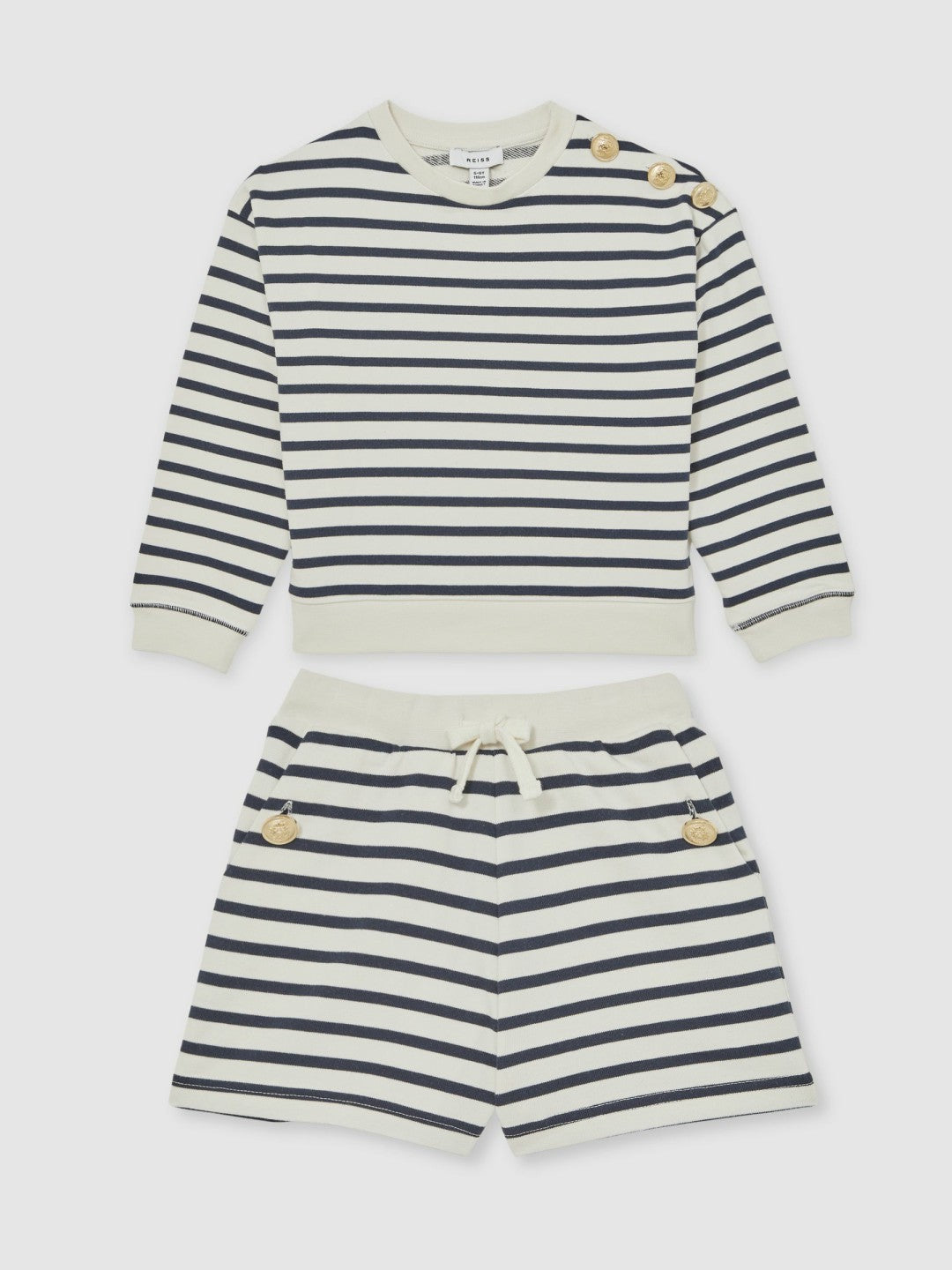 13-14 yrs Stripe Sweatshirt and Shorts Set Cotton-Blend Navy/Ivory | Children & Baby