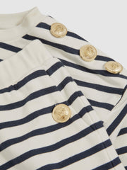 13-14 yrs Stripe Sweatshirt and Shorts Set Cotton-Blend Navy/Ivory | Children & Baby