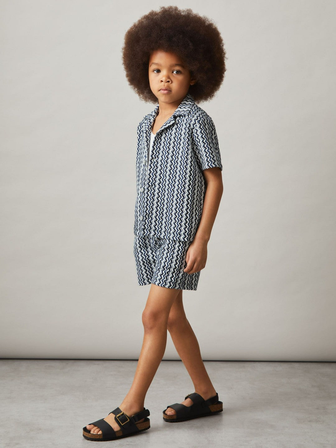 3-9 yrs Zig-Zag Knit Drawstring Shorts Blue | Children & Baby
