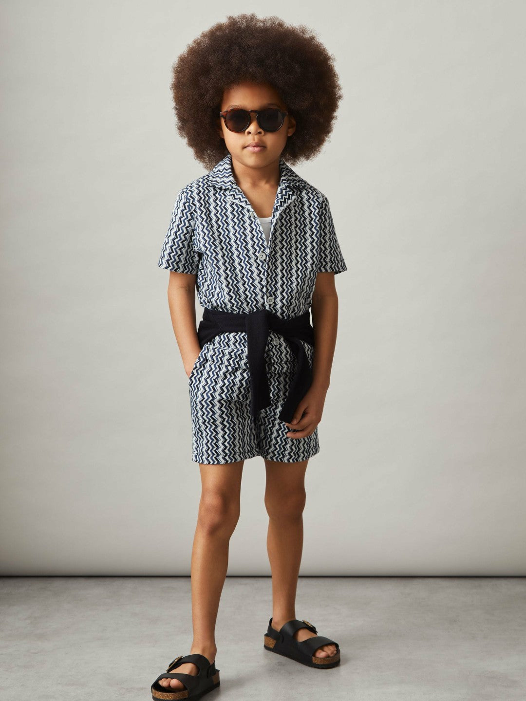 3-9 yrs Zig-Zag Knit Drawstring Shorts Blue | Children & Baby