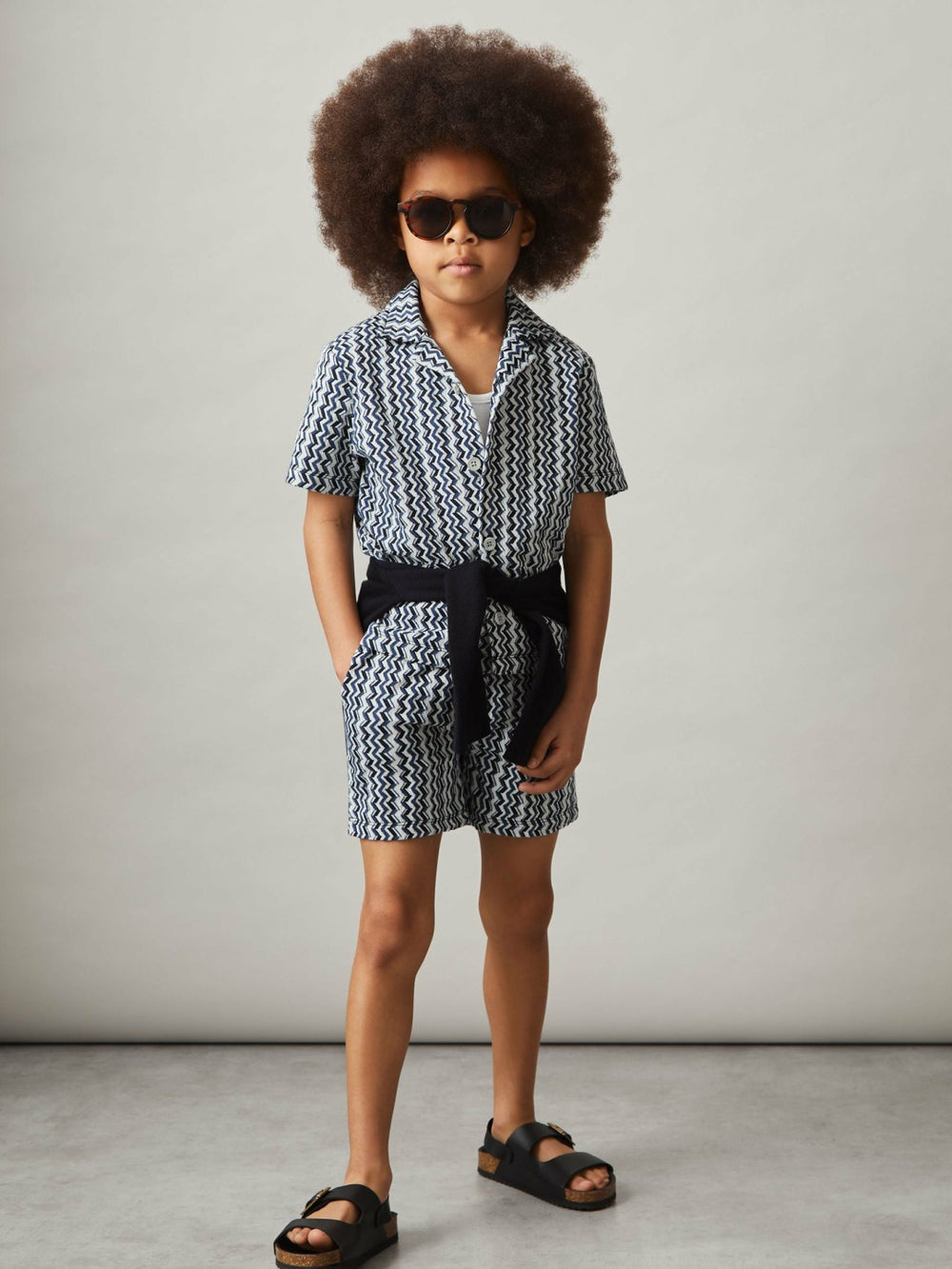 3-9 yrs Zig-Zag Knit Drawstring Shorts Blue | Children & Baby