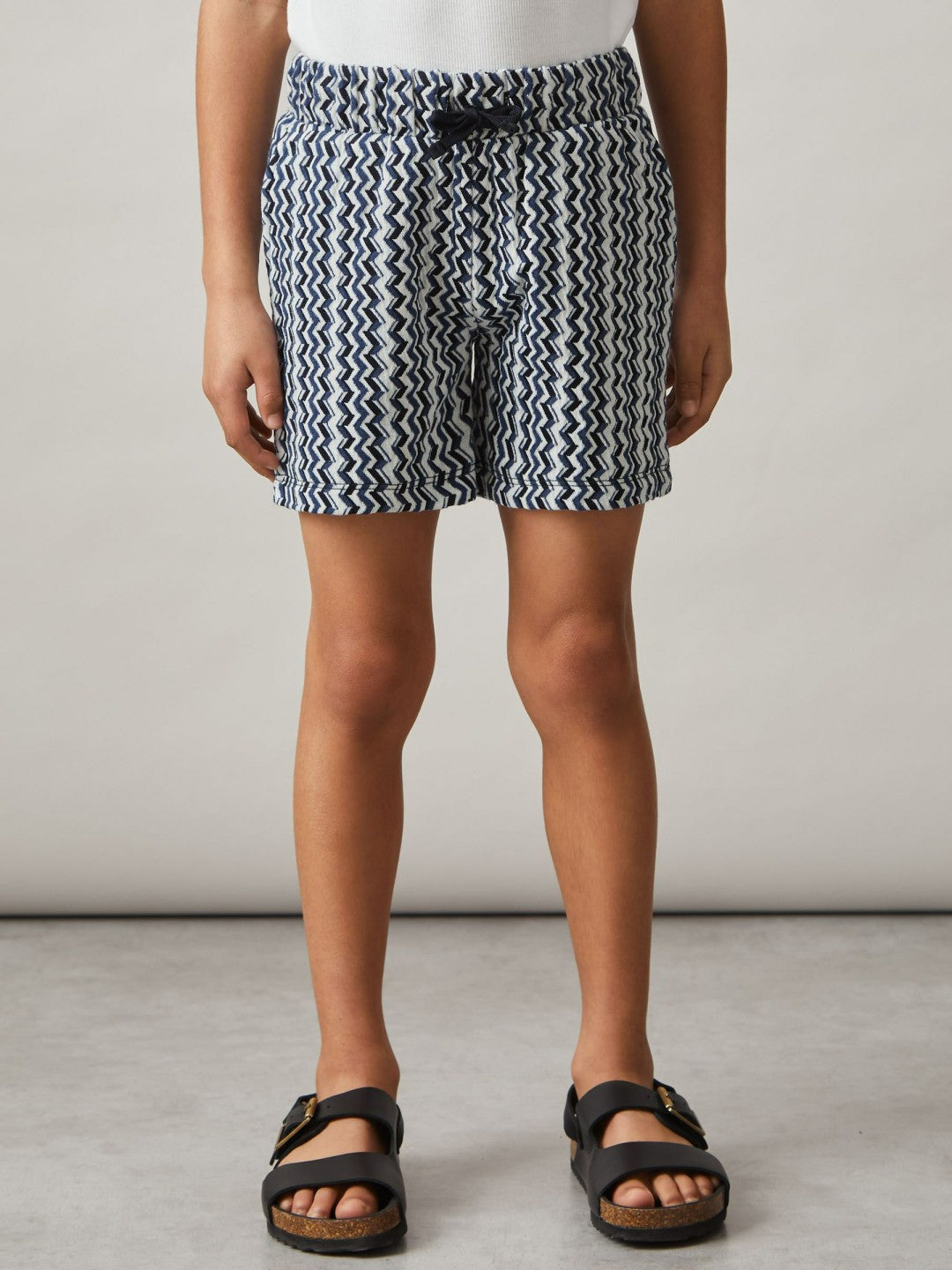 9-13 yrs Zig-Zag Knit Drawstring Shorts Blue | Children & Baby