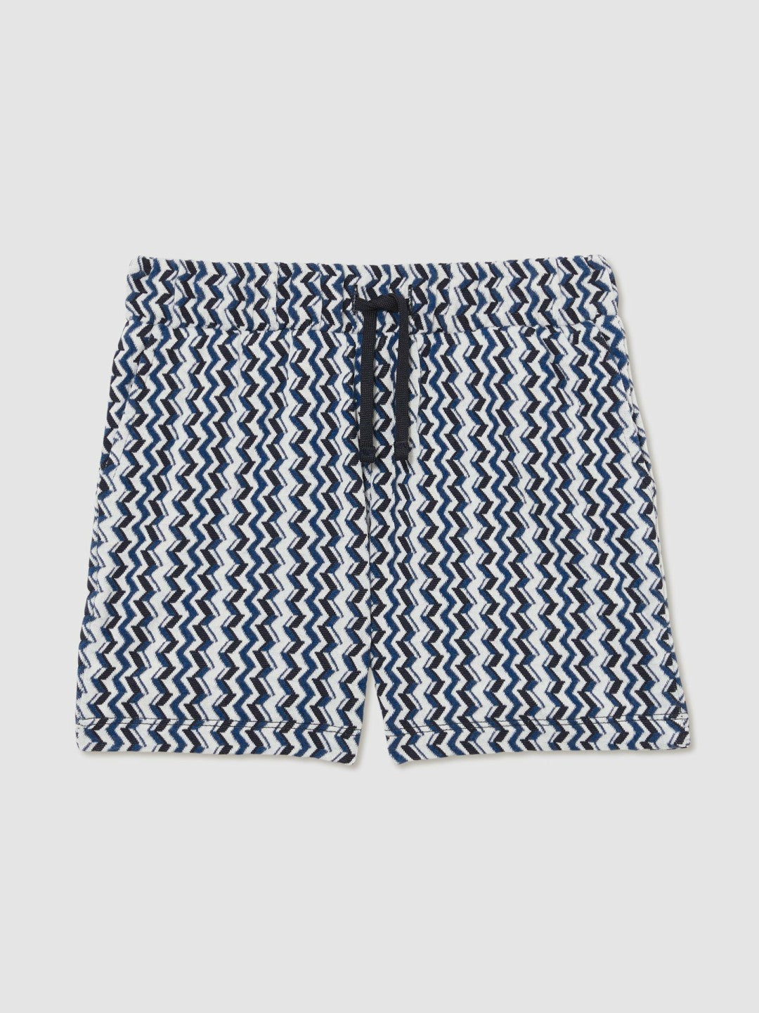 9-13 yrs Zig-Zag Knit Drawstring Shorts Blue | Children & Baby