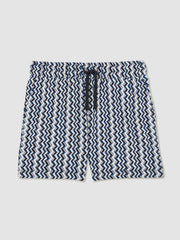 9-13 yrs Zig-Zag Knit Drawstring Shorts Blue | Children & Baby