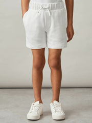 9-13 yrs Cotton Brand-Embroidered Shorts Off White | Children & Baby