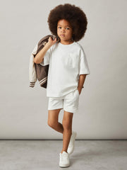 9-13 yrs Cotton Brand-Embroidered Shorts Off White | Children & Baby