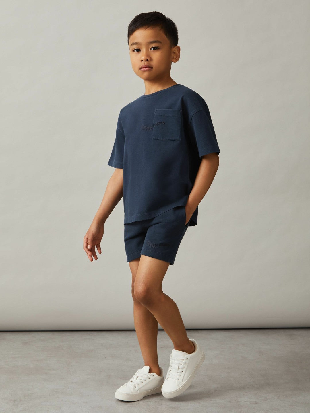 3-9 yrs Cotton Brand-Embroidered Shorts Washed Navy | Children & Baby
