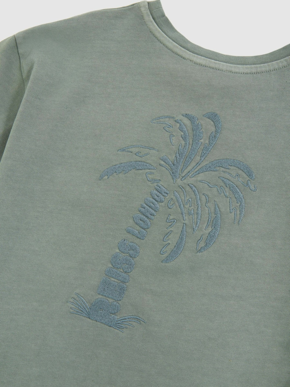13-14 yrs Cotton Palm-Embroidery Oversize T-Shirt Washed Sage | Children & Baby