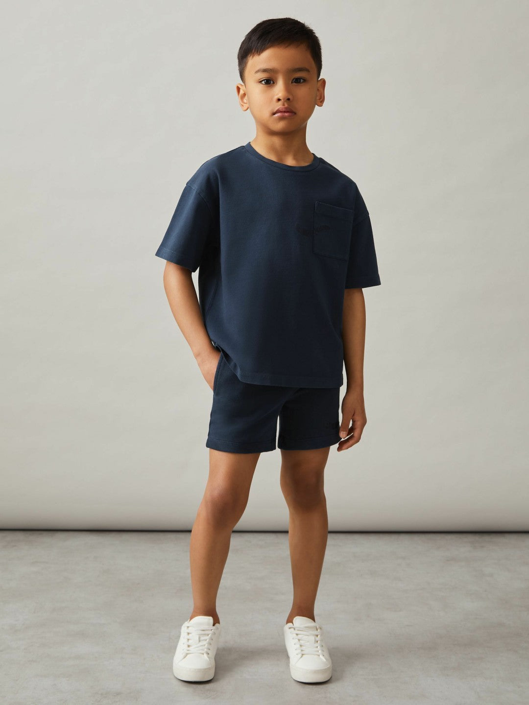 9-13 yrs Cotton Palm-Embroidery Oversize T-Shirt Washed Navy | Children & Baby
