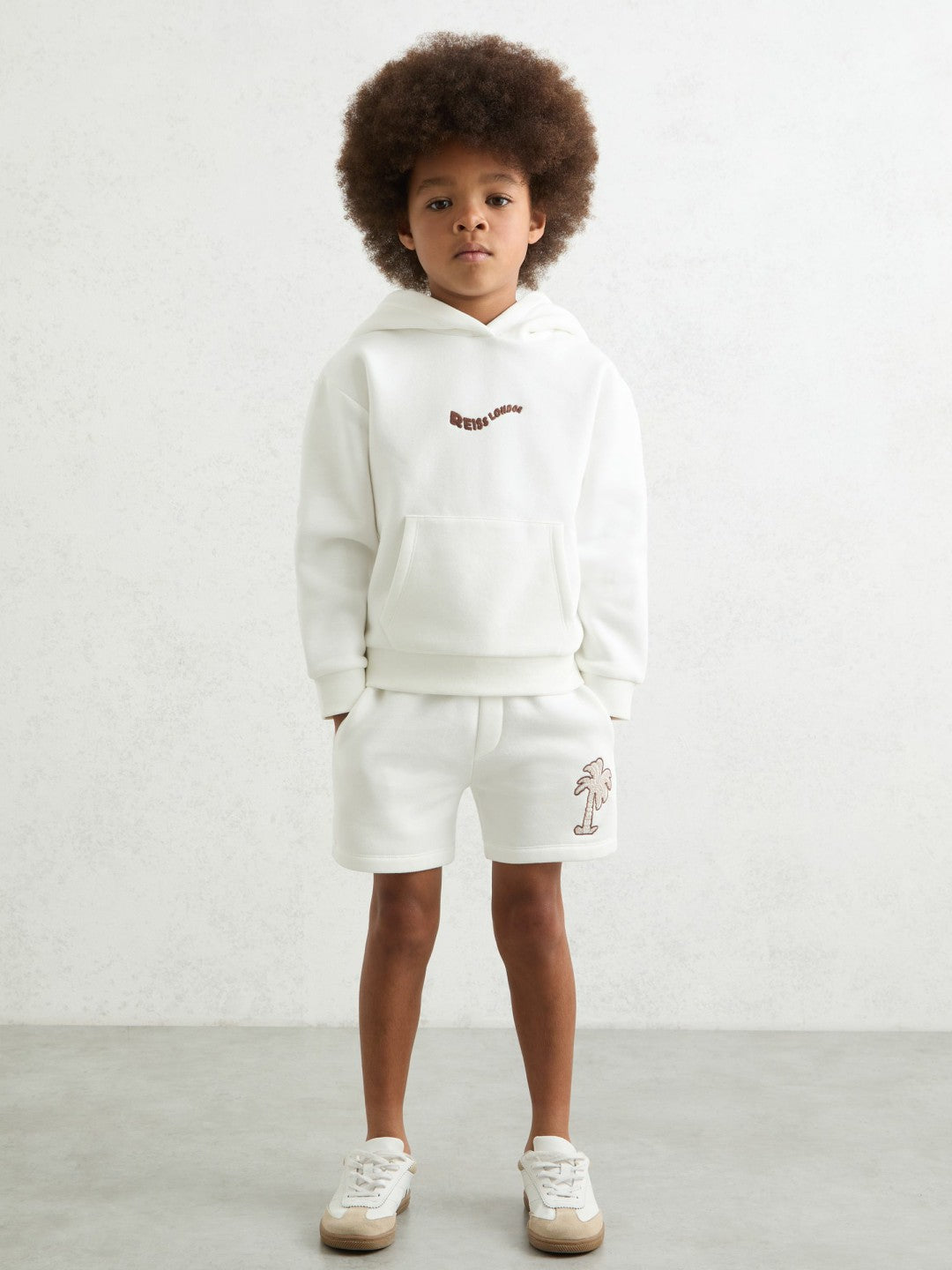 9-13 yrs Cotton Blend Palm Embroidered Shorts Off White | Children & Baby