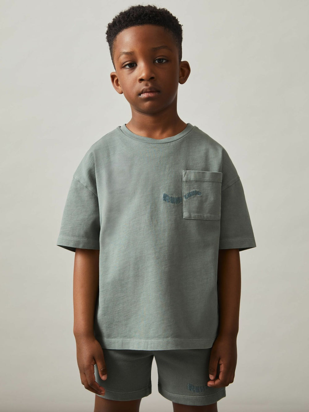 9-13 yrs Cotton Palm-Embroidery Oversize T-Shirt Washed Sage | Children & Baby