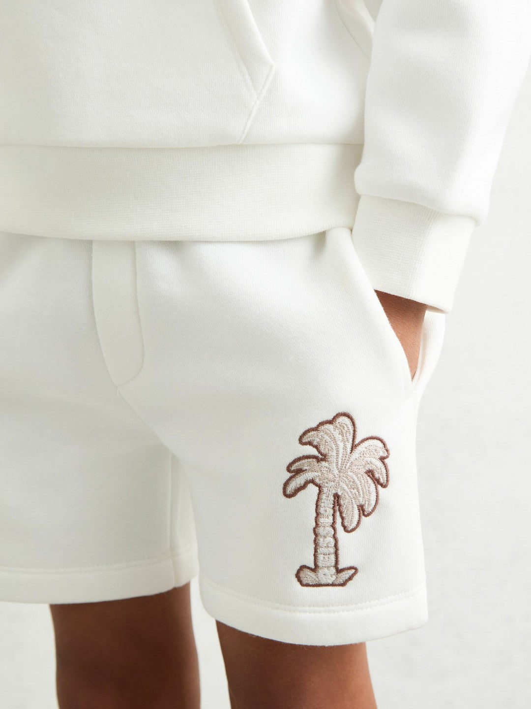 3-9 yrs Cotton Blend Palm Embroidered Shorts Off White | Children & Baby