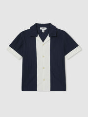 3-9 yrs Plissé Colour-Block Shirt Navy/White | Children & Baby
