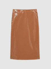 Atelier Laser-Cut Pencil Skirt Tan | Women