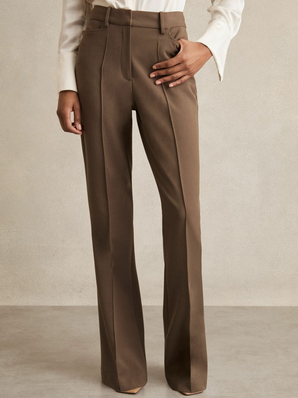 Petite Flared Suit Trousers Mink Neutral | Women