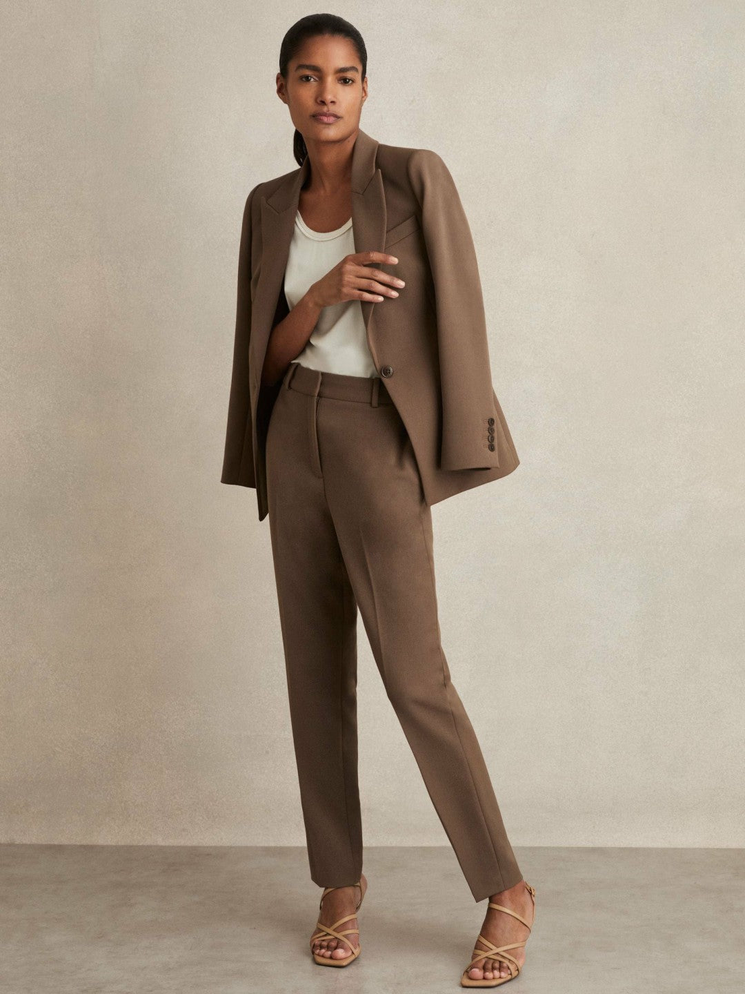 Tailored Single Breasted Suit Blazer Mink Neutral | Women