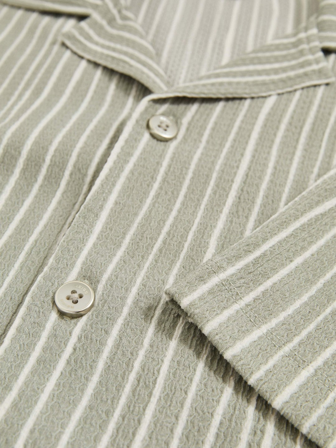 Textured Stripe Cuban Collar Shirt Sage/White | Men