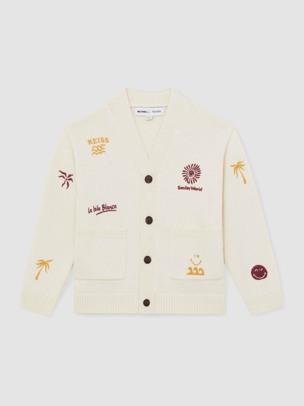 9-13 yrs SmileyWorld Embroidery Cardigan Unisex Fit Off White | Children & Baby