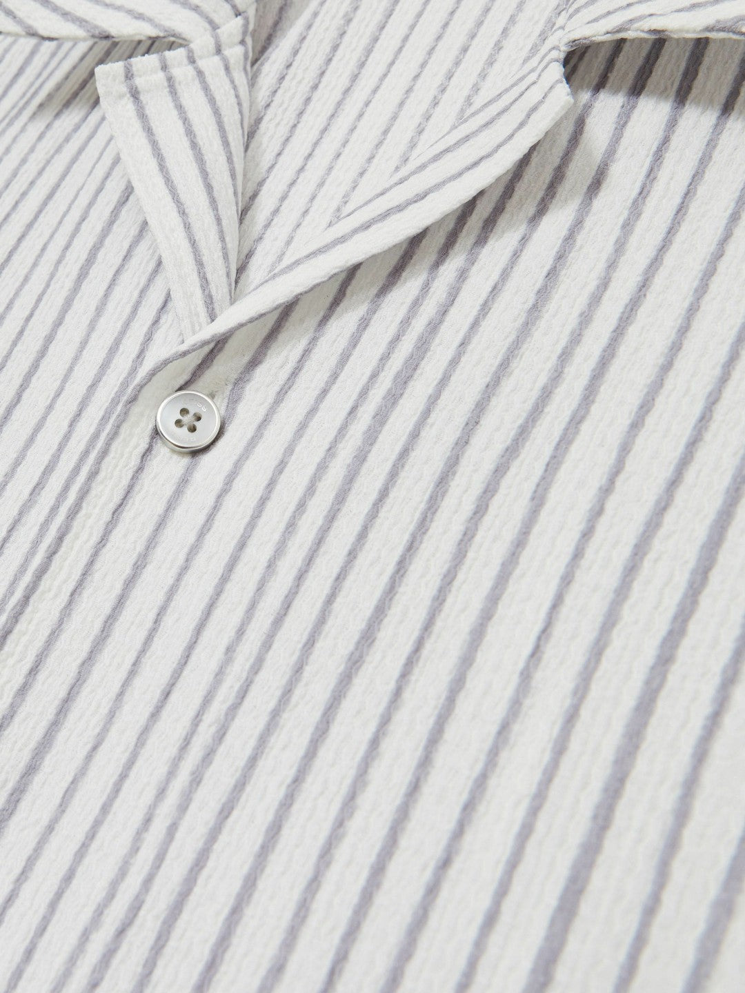 Textured Stripe Cuban Collar Shirt White/Soft Blue | Men