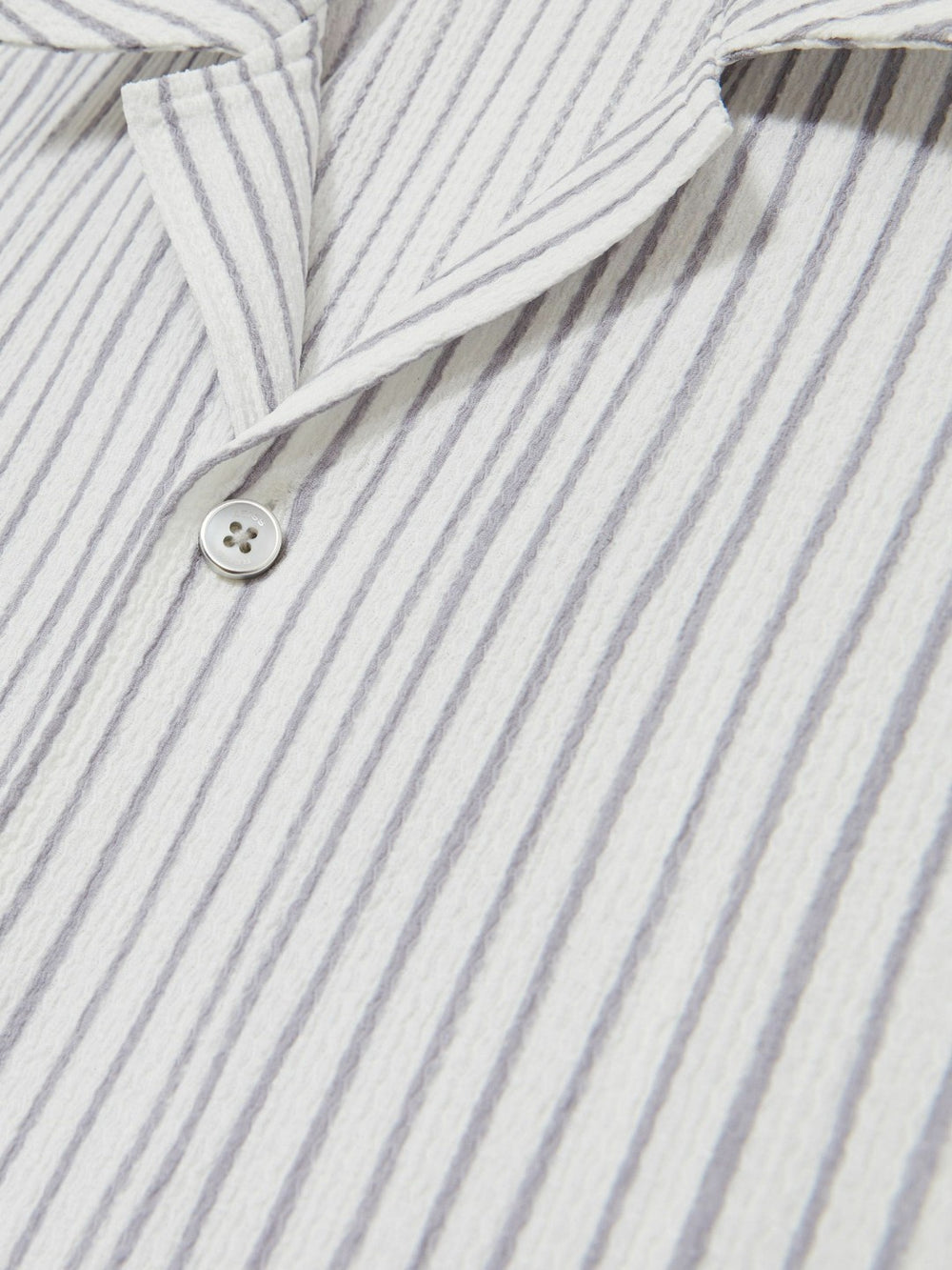 Textured Stripe Cuban Collar Shirt White/Soft Blue | Men