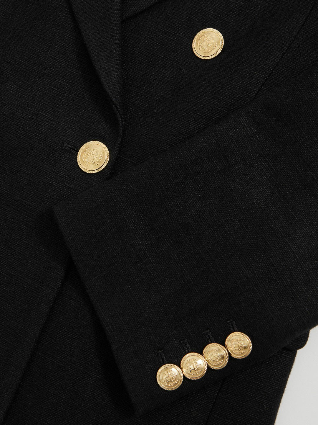 Oversized Double-Breasted Blazer Linen-Blend Black | Women