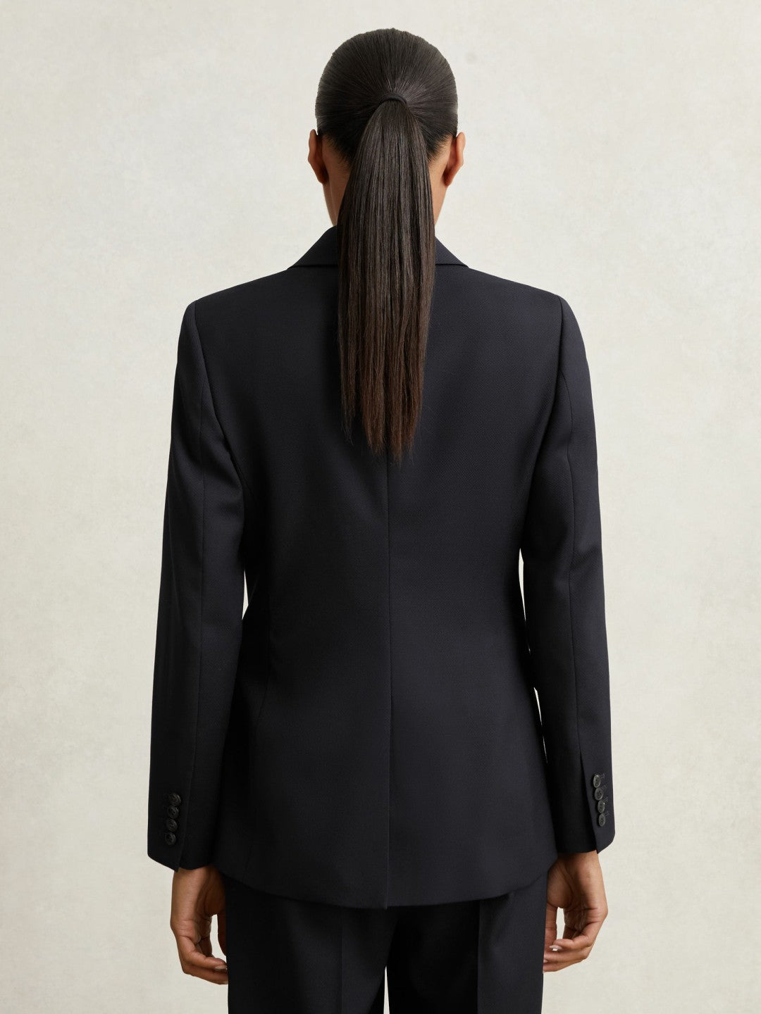Wool Blend Double Breasted Suit Blazer Navy | Women
