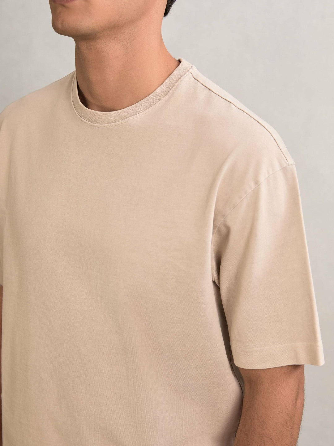 Cotton Garment-Dyed Oversize T-Shirt Oatmeal | Men