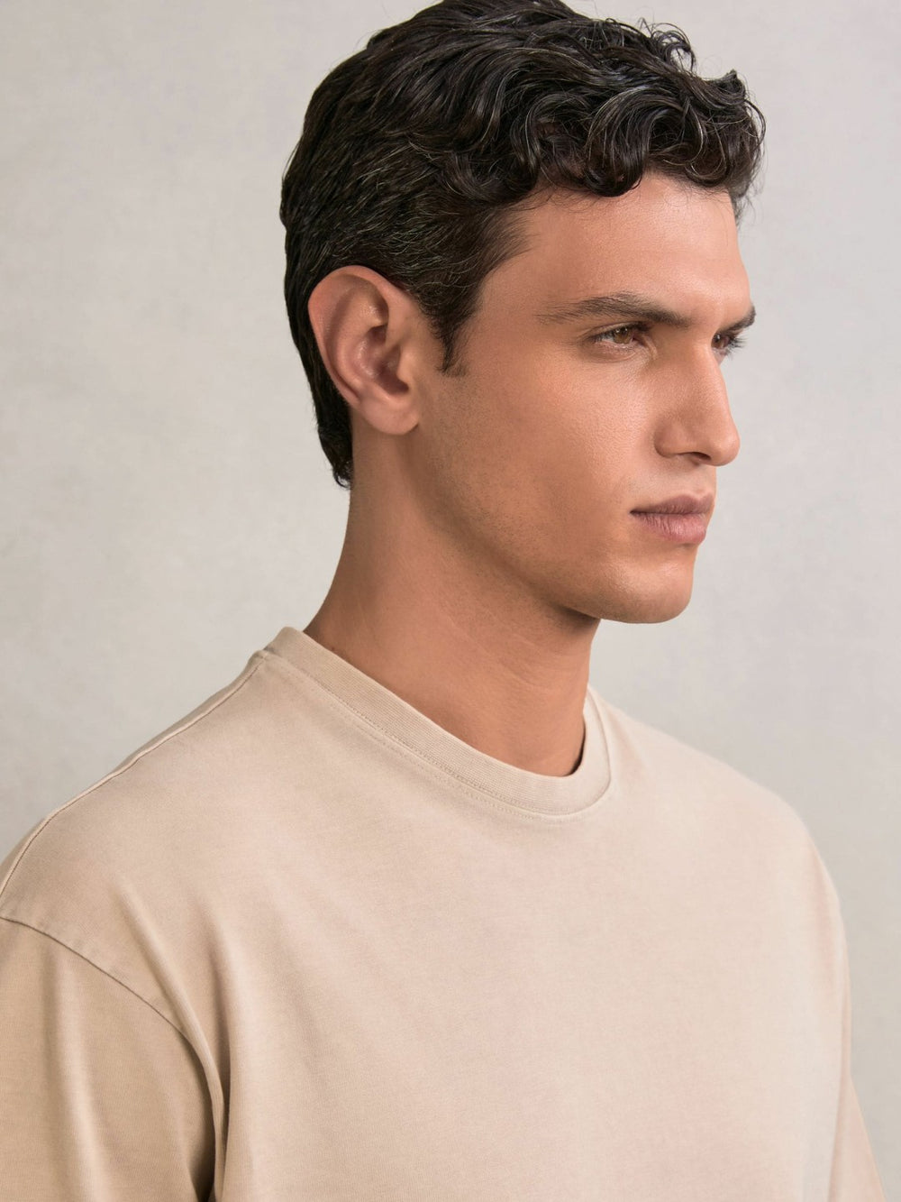 Cotton Garment-Dyed Oversize T-Shirt Oatmeal | Men
