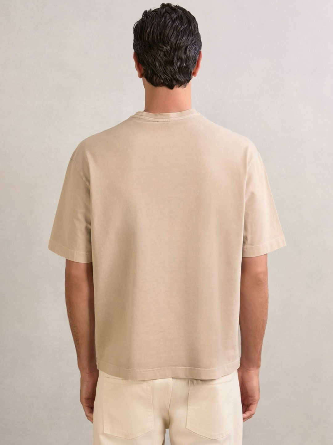 Cotton Garment-Dyed Oversize T-Shirt Oatmeal | Men