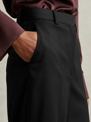 Wool-Blend Wide-Leg Suit Trousers Black | Women