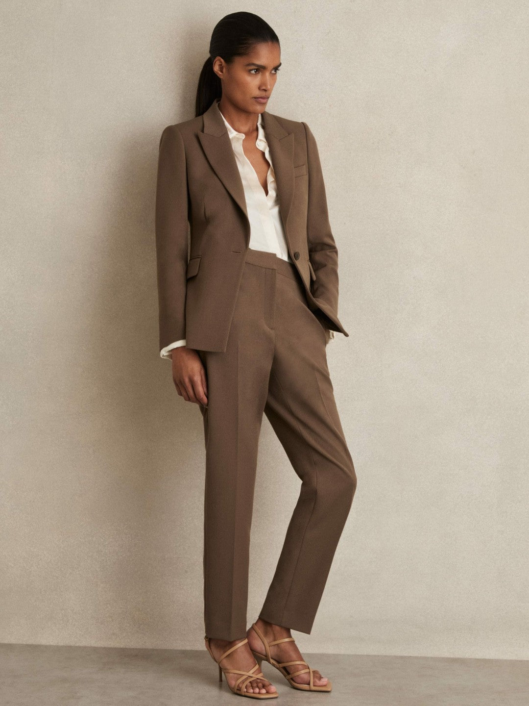 Slim Fit Suit Trousers Mink Neutral | Women