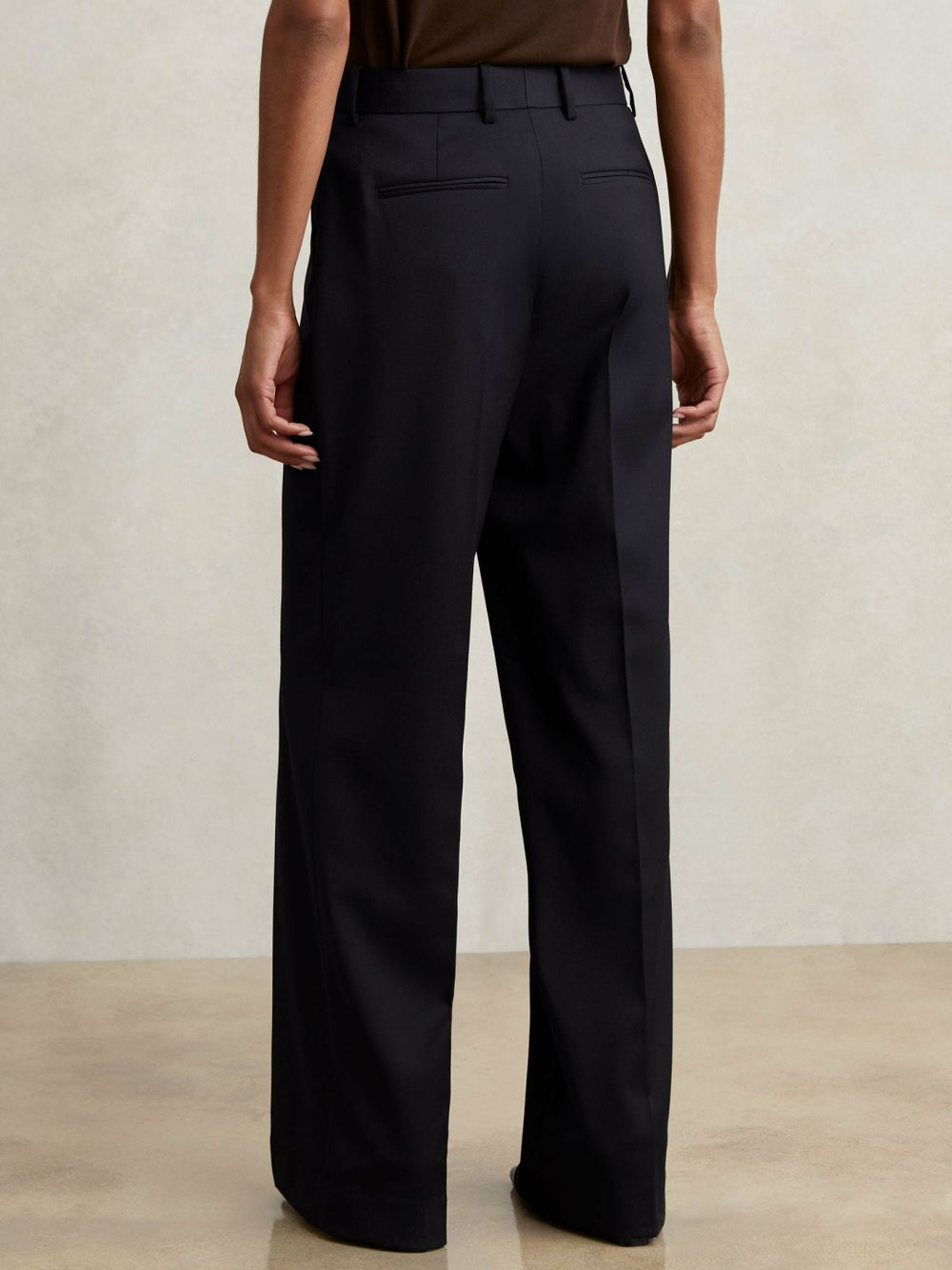 Wool-Blend Wide-Leg Suit Trousers Navy | Women
