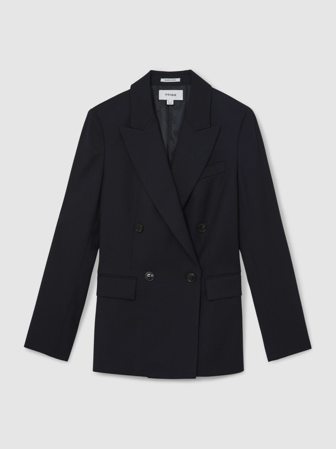 Petite Wool Blend Double Breasted Suit Blazer Navy | Women