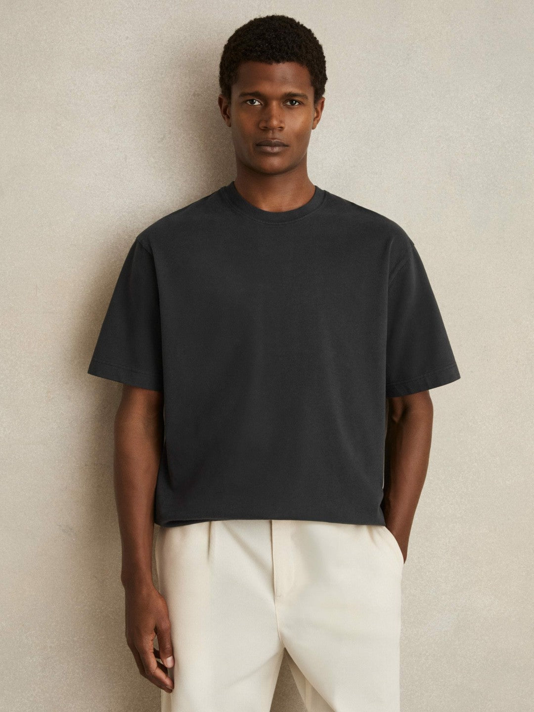 Cotton Garment-Dyed Oversize T-Shirt Washed Black | Men